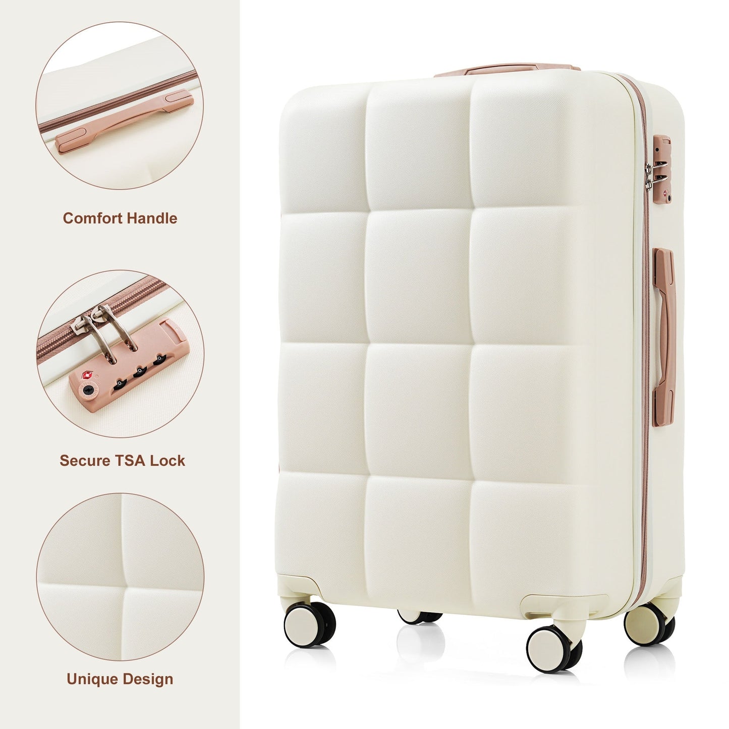 Luggage Set Light Gray ABS for travel organization