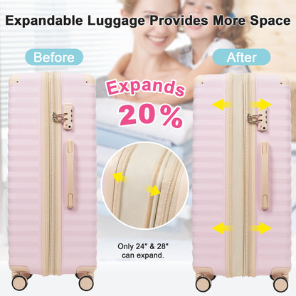 Luggage Sets 5 Piece with Front Opening , Hardside Expandable Carry on